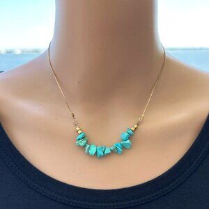 Howlite Necklace Gold Tone Adjustable Length